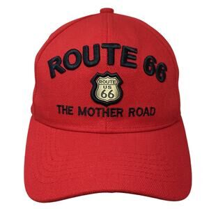 Route 66 The Mother Road Baseball Cap Red One Size Adjustable Black Eagle